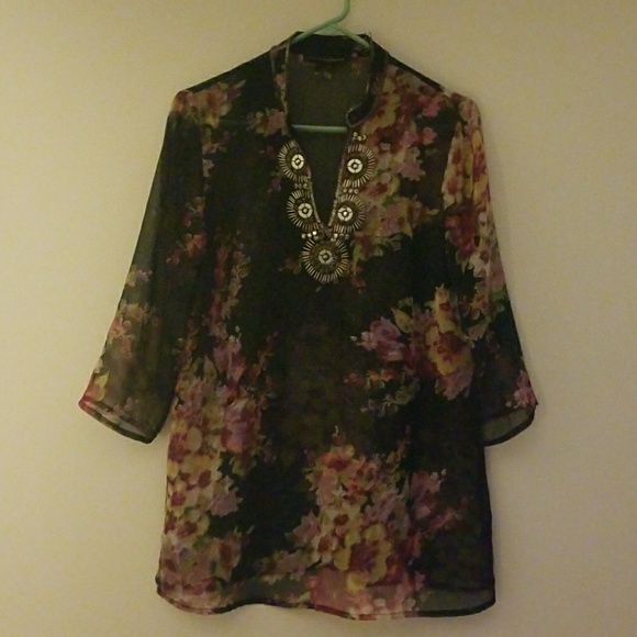 GRACE ELEMENTS Tops - GRACE ELEMENTS FLORAL TUNIC  BLOUSE